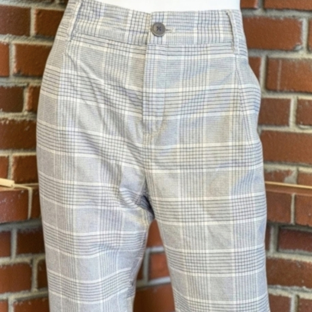 MNG by Mango Plaid Button Ankle Pants